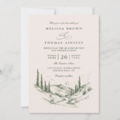 Invitation Paysage Rustique de Forêt de Bois QR Code Mariage (Devant)