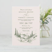 Invitation Paysage Rustique de Forêt de Bois QR Code Mariage (Debout devant)