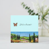 Invitation paysage toscan 5,vert jaune bleu (Debout devant)