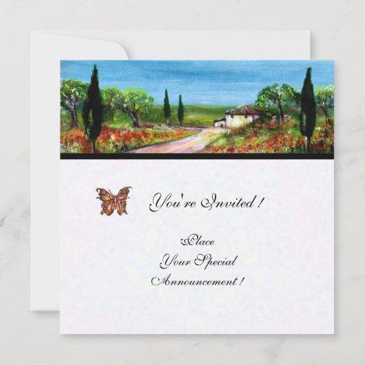 Invitation PAYSAGE TOSCANE 4, vert jaune blanc (Dos)