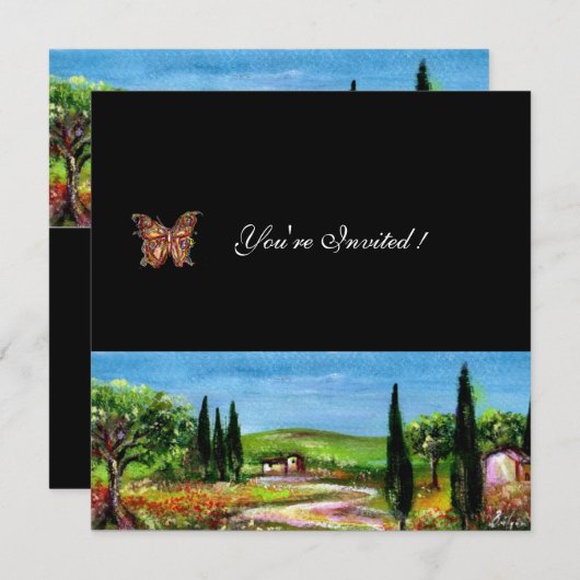 Invitation PAYSAGE TOSCANE 5, vert jaune noir (Devant / Derrière)