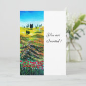 Invitation PAYSAGE TOSCANE AVEC POPIES, blanc (Debout devant)