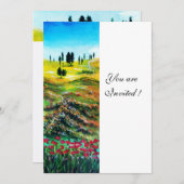 Invitation PAYSAGE TOSCANE AVEC POPIES, blanc (Devant / Derrière)