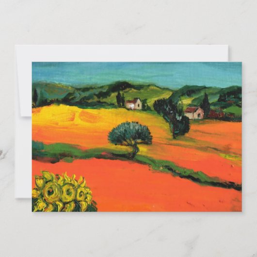 Invitation PAYSAGE TOSCANE, bleu vert jaune orange (Devant)