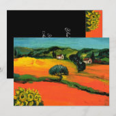 Invitation PAYSAGE TOSCANE, bleu vert jaune orange (Devant / Derrière)