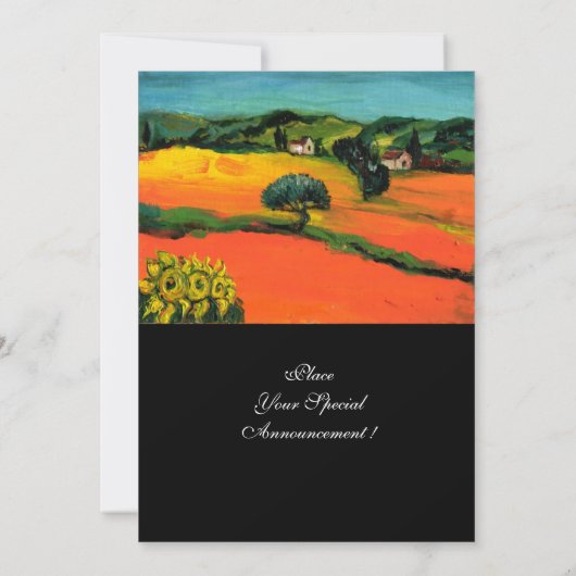 Invitation PAYSAGE TOSCANE, bleu vert jaune orange (Dos)