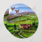 INVITATION PAYSAGE TOSCANE. COLLINES VERTES AVEC BEURRE (Devant / Derrière)