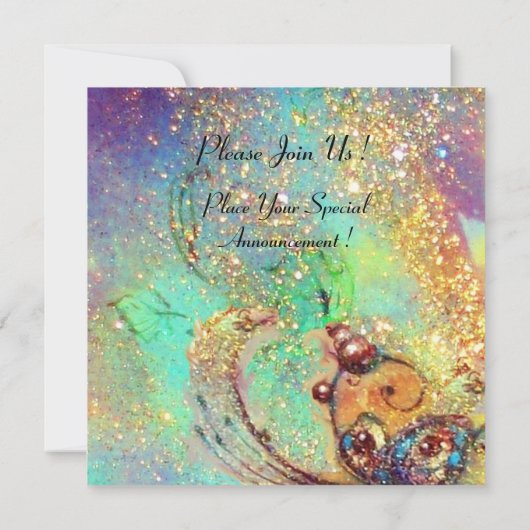 Invitation PAYSAGE TOSCANE, étincelles d'or bleu vert (Dos)