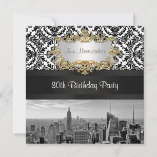 Invitation Paysage urbain de NY City en noir et blanc 431 Dam