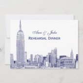 Invitation Paysage urbain de NYC 01 Gravure DIY BG Dîner de r (Devant)