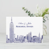 Invitation Paysage urbain de NYC 01 Gravure DIY BG Dîner de r (Debout devant)