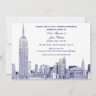 Invitation Paysage urbain de NYC 01 Gravure DIY BG Dîner de r