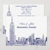 Invitation Paysage urbain de NYC 01 Gravure DIY BG Dîner de r (Devant / Derrière)