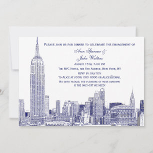 Invitation Paysage urbain de NYC 01 Gravure DIY BG Fête de Fi