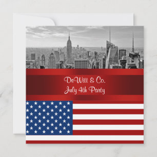 Invitation Paysage urbain de NYC Drapeau américain Rouge Blan