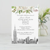 Invitation Paysage urbain de NYC ESB Etch Blanc Fleurs Robe d (Debout devant)