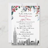 Invitation Paysage urbain de NYC ESB Gravure Burg Blu Floral  (Devant)