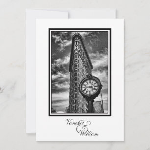 Invitation Paysage urbain de NYC Flatiron Building et horloge