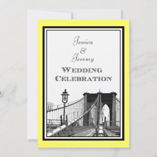 Invitation Paysage urbain de NYC Pont de Brooklyn #1 Gravé Ma