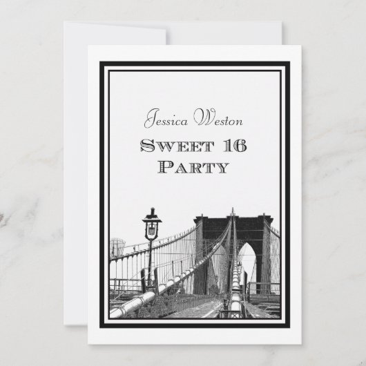 Invitation Paysage urbain de NYC Pont de Brooklyn #2 DIY Swee (Devant)