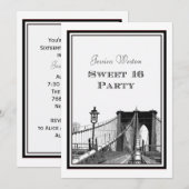 Invitation Paysage urbain de NYC Pont de Brooklyn #2 DIY Swee (Devant / Derrière)