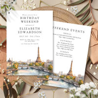 Paysage urbain de Paris aquarelle anniversaire wee