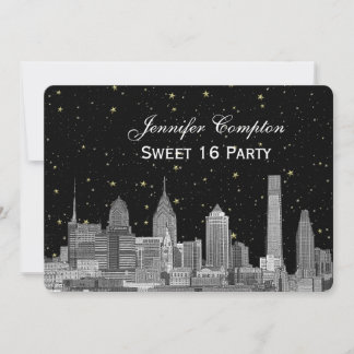 Invitation Paysage urbain de Philadelphie Etch Starry DIY BG