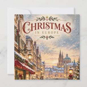 Invitation Paysage urbain européen élégant de Noël