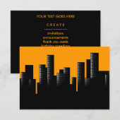 Invitation paysage urbain orange (Devant / Derrière)