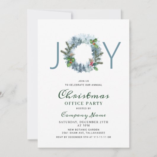 Invitation Paysage Wreath Noël Entreprise Fête de Fêtes (Devant)