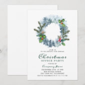 Invitation Paysage Wreath Noël Entreprise Fête de Fêtes (Devant / Derrière)