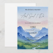 Invitation Paysages d'aquarelle et montagnes Mariage (Devant / Derrière)