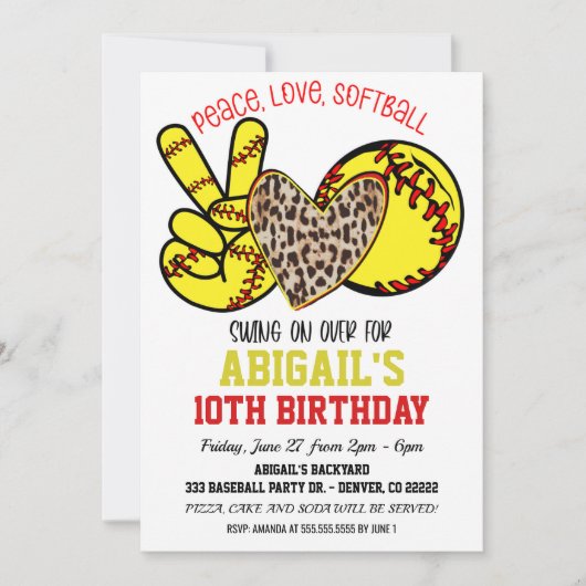 Invitation Peace Amour Softball (Devant)