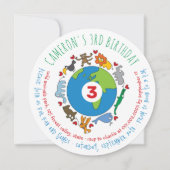 Invitation Peace And Love Cute Cartoon Animaux du monde (Devant)