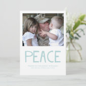 Invitation Peace Bold Typographie Blue Photo Holiday Card (Debout devant)
