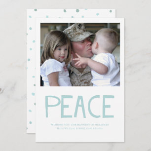Invitation Peace Bold Typographie Blue Photo Holiday Card