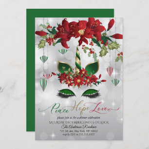 Invitation Peace Hope Love Holiday Celebration Unicorn