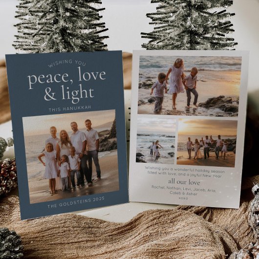 Invitation Peace, Light & Love Hanukkah Holiday Card