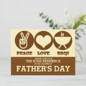 Invitation Peace Love Barbeque Fête des pères Party Invitatio (Debout devant)