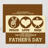 Invitation Peace Love Barbeque Fête des pères Party Invitatio (Devant / Derrière)