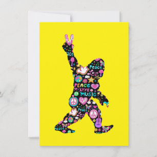 Invitation Peace Love Bigfoot Hippie Funny Bigfoot Lover