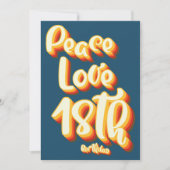 Invitation Peace Love Blue Retro Coucher de soleil Super 18e (Devant)