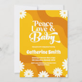 Invitation Peace Love et Baby Retro Baby shower (Devant)