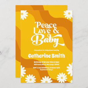 Invitation Peace Love et Baby Retro Baby shower