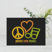 invitation Peace Love Music, personnalisable (Debout devant)