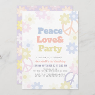 Invitation Peace Love & Party 1er anniversaire