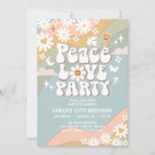 Invitation Peace Love Party Daisy Hippie les années 70 Annive (Devant)