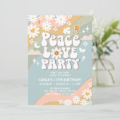 Invitation Peace Love Party Daisy Hippie les années 70 Annive (Debout devant)