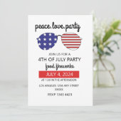 Invitation Peace Love Party Happy 4 juillet (Debout devant)