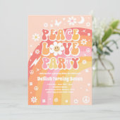 Invitation Peace Love Party Hippie Rainbow les années 70 fête (Debout devant)